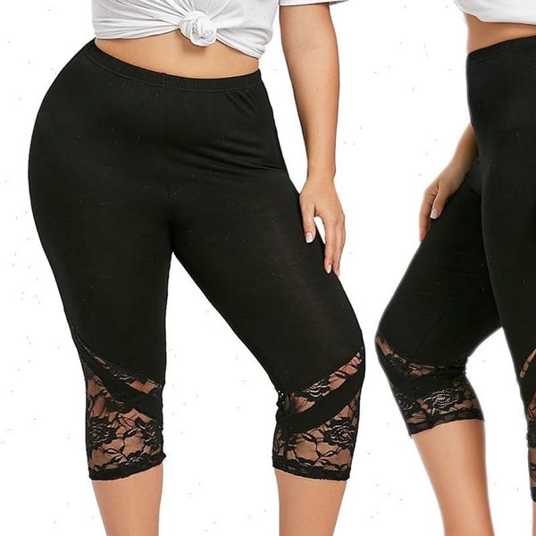 

4 colors casual push up leggings women summer slim leggings women fashion lace plus size skinny pants sport pants trousers, Black