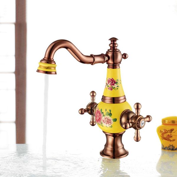 

bathroom sink faucets basin faucet golden dual handle single hole torneiras para banheiro mixer tap rose gold water llaves lavab