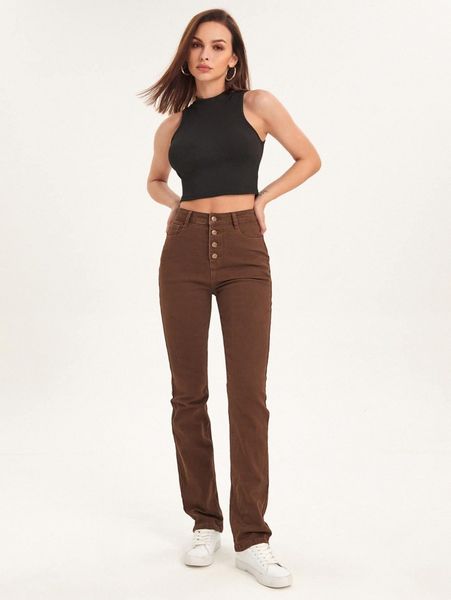 

lesdomakeup x squad high waisted button fly skinny jeans o17o#, Blue