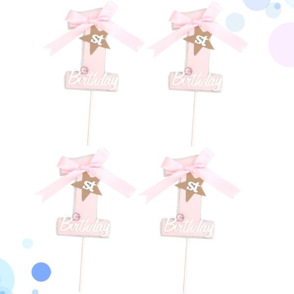 

other festive & party supplies 4pcs number 1 cake ers ribbon picks birthday paper cupcake decoration dessert fruit insert favor )