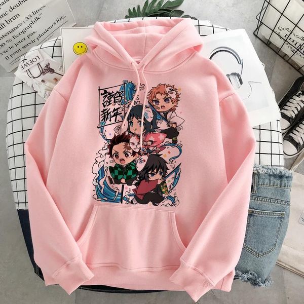 

anime demon slayer fall pullover sweatshirt women kamado tanjirou costume hoodies harajuku kimetsu no yaiba sudaderas mujer 2021, Black