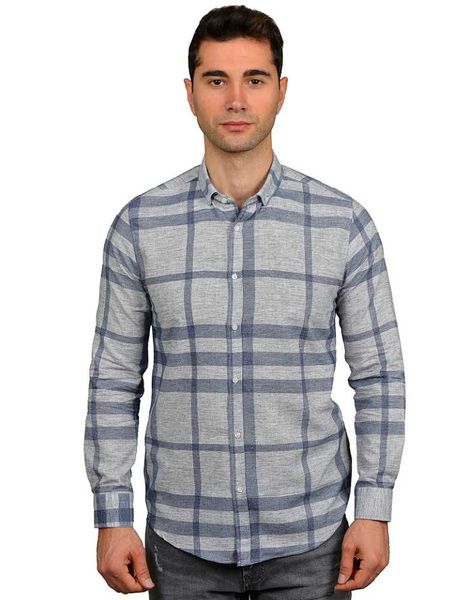 

men's casual shirts 2021 summer season cotton slim fit plaid long sleeve smart dark blue - beige color mens shirt s-xxl, White;black