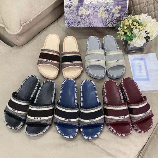 

luxurys designers women slipper bohemian diamond slippers woman fashion flats flip flops shoes summer beach slides sandals, Black