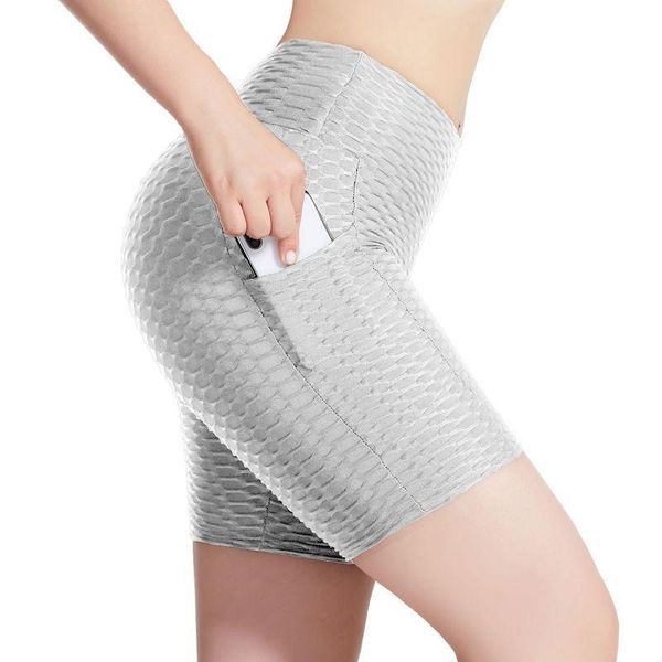 

running shorts women hip-lifting jacquard bubble female five-point pants fitness pilates home gym clothing side pockets outdoor, Black;blue