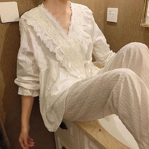 

spring autumn cotton v-neck cardigan women's pajamas sets sweet female long sleeve kimono pyjamas loose sleepwear suits, Black;red