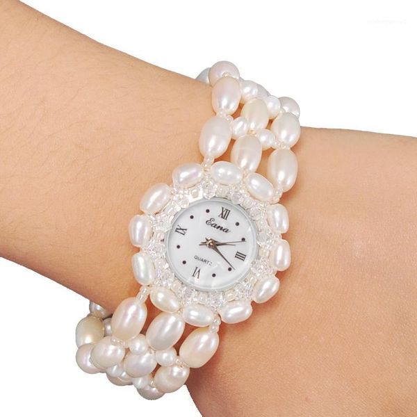 

wristwatches fashion women quartz wrist watch girls female pearl bracelet jewelry students wristwatch gifts, Slivery;brown