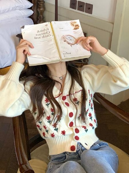 

women's knits & tees 2021 autumn and winter korean style lazy knit sweater coat cardigan outer wear my357, White