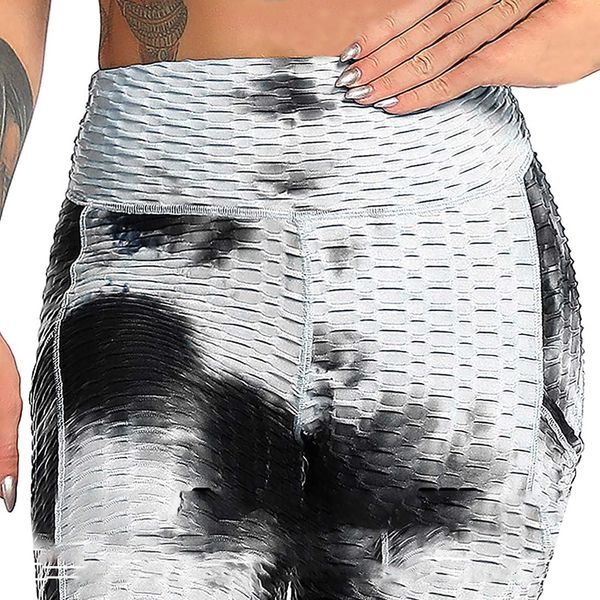 

women tie-dye leggings high waist needless legging sport fitness running girl breathing pocket elastic broek d06sale, Black