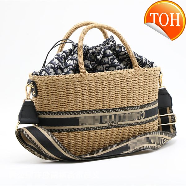 

di d home straw woven bag summer beach rattan women's messenger bucket basket quilt hand
