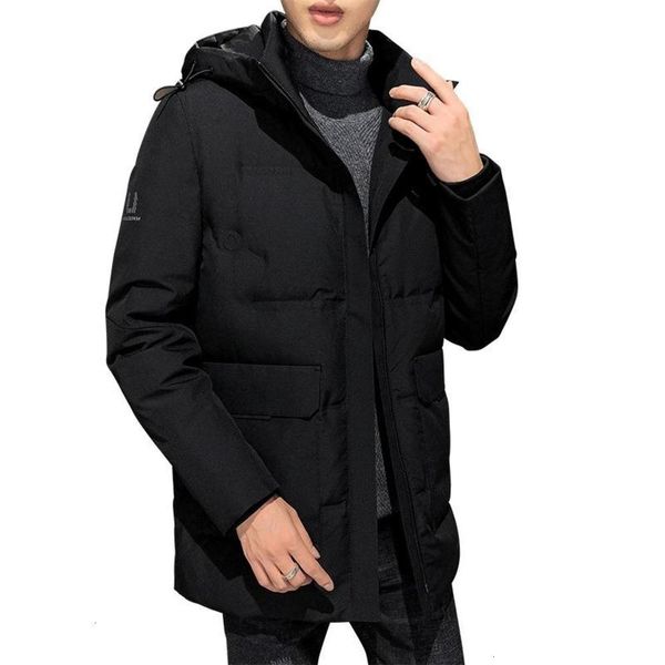 

2021men's winter long coat light down parkas bomber jacket men ing, Black
