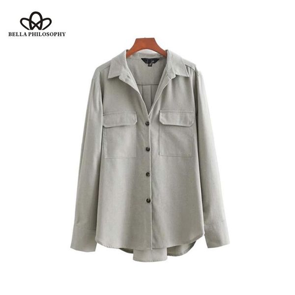 

women's blouses & shirts bella philosophy elegant loose linen long sleeve turn down collar women ladies office wear irregular, White