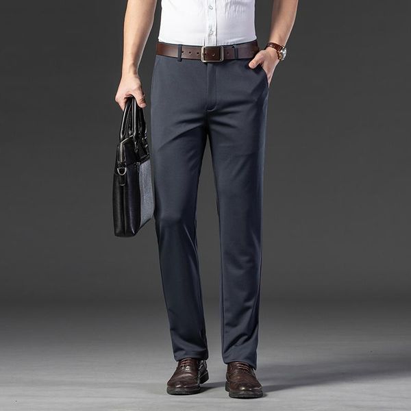 

men's pants high-quality casual spring and autumn loose straight business solid color mature, Black