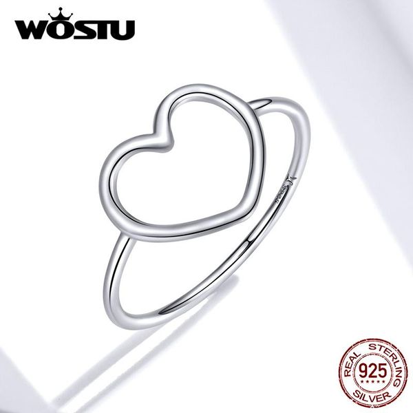 

cluster rings wostu 100% 925 sterling silver heart ring for women wedding engagement simple finger party fashion jewelry gifts cqr641, Golden;silver