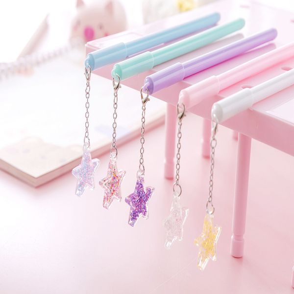 

painting pens korean color sequin star pendant neutral cartoon little frh girl heart dant student exam water pen t, Black;red