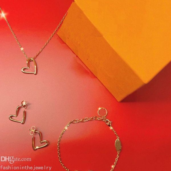 

necklace designer jewelry luxury party 45cm pendant necklaces and bracelet earrings set gold heart women mom jewellery under 50 wholesale it, Silver