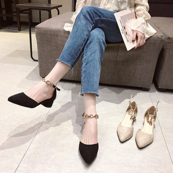 

dress shoes spring korean version thick heel french women's, Black