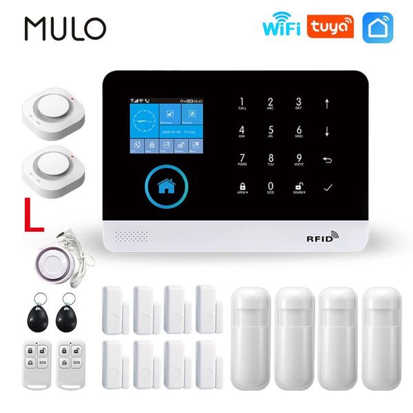

mulo pg103 wifi alarm system burglar security with smoke detector gas detectors smart life app control wireless alarm kits