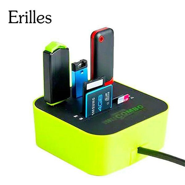 

hubs erilles usb hub combo all in one 2.0 micro sd high speed card reader 3 ports adapter connector for tablet pc computer laptop