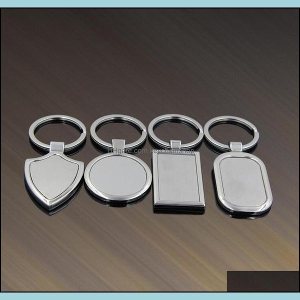 

key rings jewelry metal blank tag keychain creative car personalized stainless steel ring business advertising for promotion chain drop deli, Slivery;golden