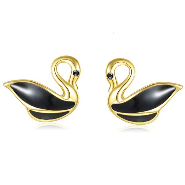 

ferris wheel s925 swan earrings advanced sense three-dimensional flower earrings simple cold wind feminine, Golden