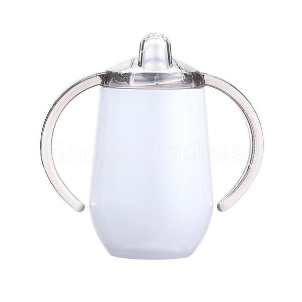 

sea shipping diy sublimation 10oz baby sippy cup with handle stainless steel heat transfer printing bottle tumbler insulated vacum water mug