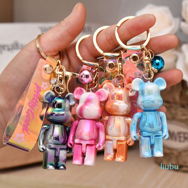 Bonito Acrílico Urso Keychain para Mulheres Pingente Transparente Keyring Silicone String Lover Chaveiros Girl Presente