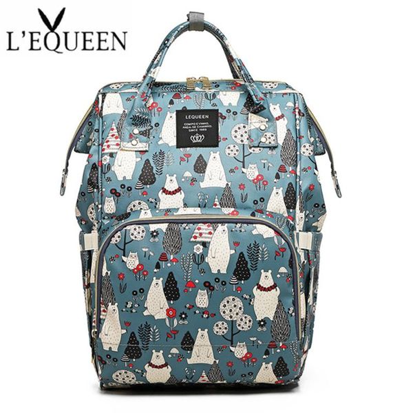 

diaper bags lequeen big capacity woman's fashion multi-function print travel for baby backpack bag care
