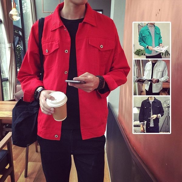 

autumn and winter new jeans korean slim fashion jacket men's clothes, Black;brown