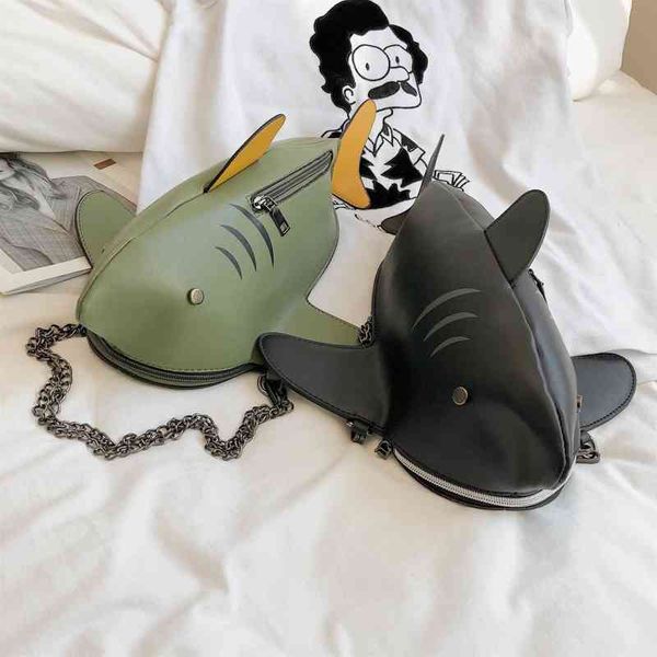 

cute little female 2021 new korean style shark one shoulder slanting bag
