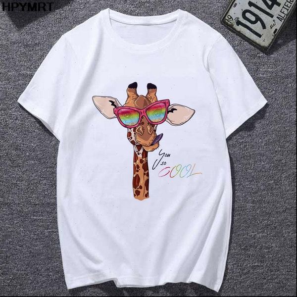 

you so cool giraffe print t shirts o neck short sleeve women all match white tee funny girls t shirt female top