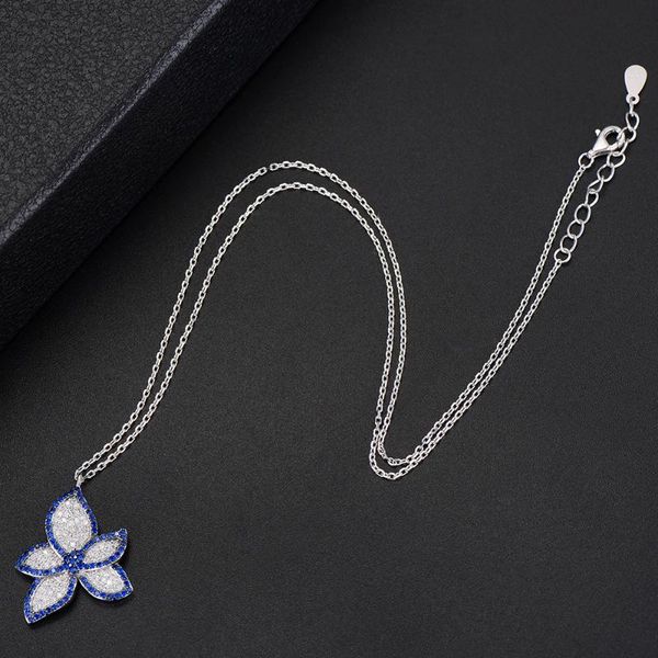 

pendant necklaces blachette luxury flower necklace statement for women girls full cubic zirconia engagement jewelry, Silver