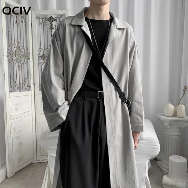 

men's trench coats korean style coat fashion solid color casual long men overcoat wild loose autumn oversize jacket mens, Tan;black