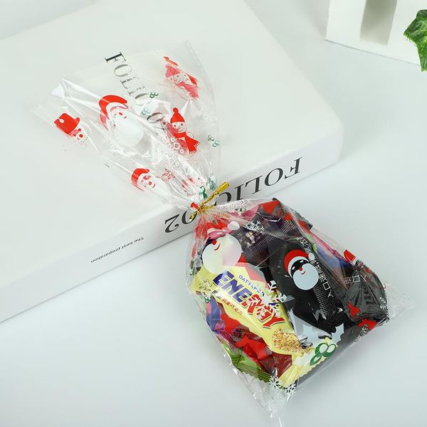 

gift wrap 50pcs christmas cookie packaging bag pvc transparent cellophane elk pattern candy bags holiday party decoration