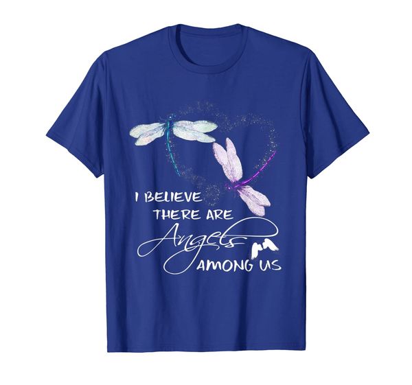 

i believe there are angels among us - dragonfly t shirt, White;black