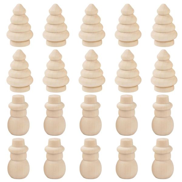 

christmas decorations 20pcs wooden xmas tree snowman model diy ornament decor desktop