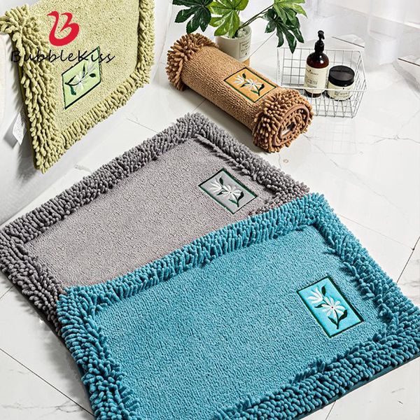 

carpets bubble kiss 2021 simple pure color carpet modern kitchen absorbent non-slip door mat thicken flocking design home doorway