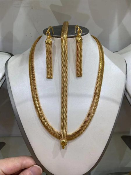 

earrings & necklace dubai 24k gold big jewelry sets women wedding long, Silver