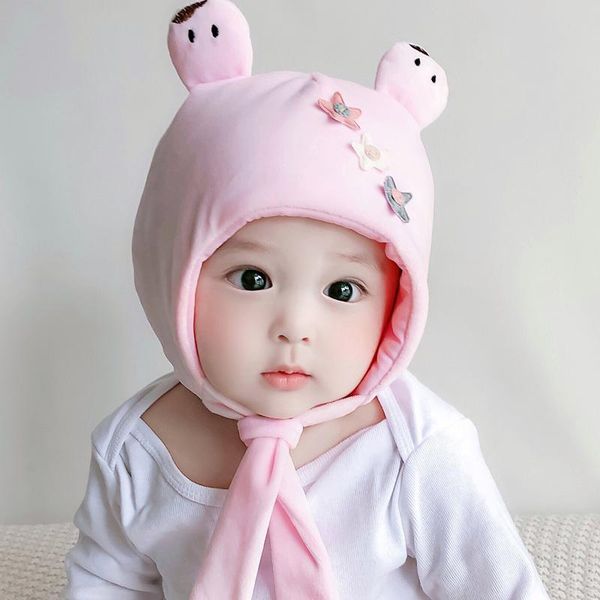 

infant baby girls boys solid hat winter warm accessories autumn hat cap earmuffs beanies for children neck ear 1-2y, Yellow