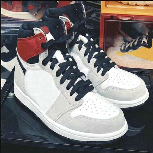 

2020 new 1 high light smoke grey white black varsity red 1s men basketball shoes sport trainers sneakers 36-45, White;red