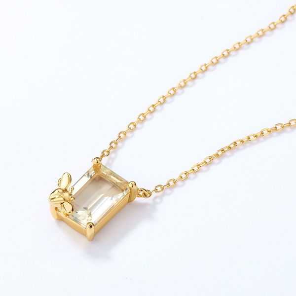 

simple style lemon crystal bee 2021 chafer insect 925 silver necklace female