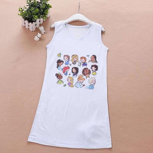 

summer princess printed for girl dress girls fashion sleeveless sweet and child round neck white casual, Red;yellow