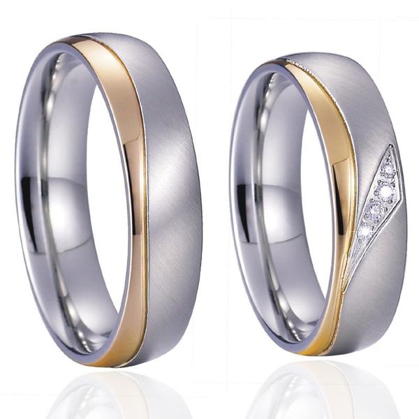 

wedding rings vintage for men and women lover's alliance affordable couple ring anniversary stainless steel jewelry, Slivery;golden