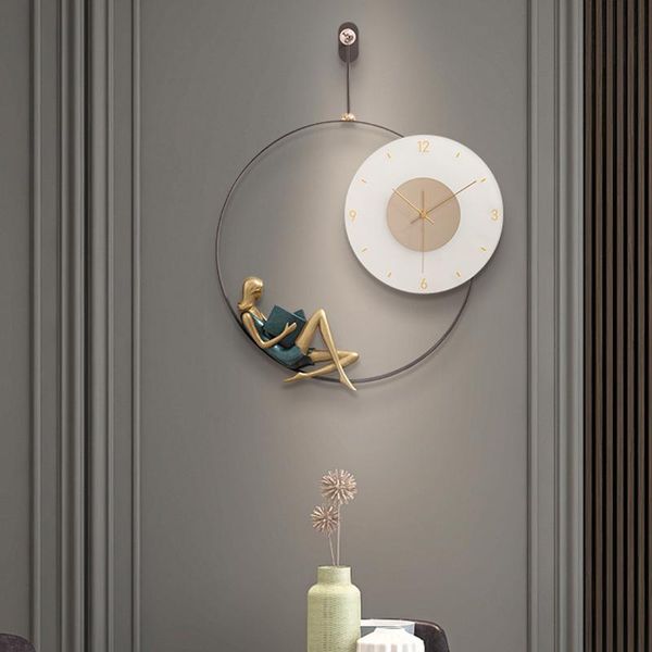 

wall clocks modern simplicity fashion clock living room art decoration home decor light luxury cat woman creative hanging watch