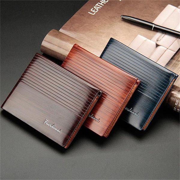 

card holders fashion pu leather business purse solid slim wallet bifold short coin purses men luxury wallets for, Brown;gray