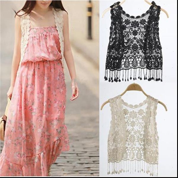 

women knitted crochet vest tank tee casual stunning girl based sleeveless vest black beige  986709, White