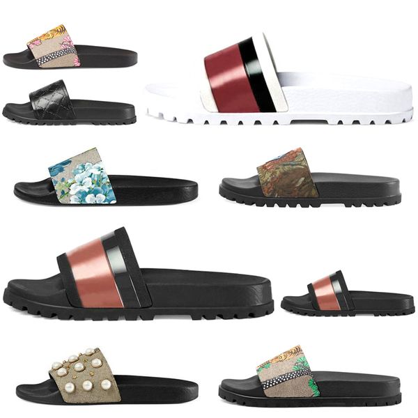 

2021 men women slide sandals designer shoes luxury slide summer fashion wide flat slippery with thick sandals slipper flip flops size 36-451, Black