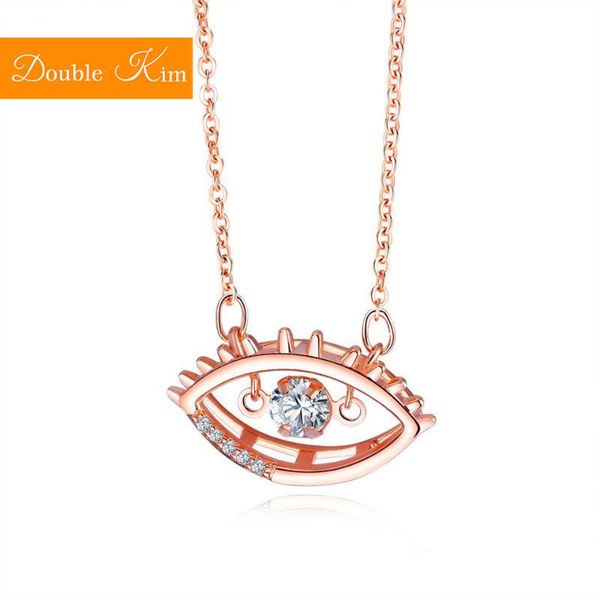 

pendant necklaces eye of the demon zircon necklace rose gold color copper material indlaid chain fashion trendy women jewelry gift, Silver