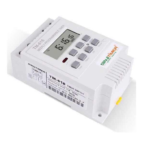 

timers tm616w digital electronic timer switch 110/12v 30a rail mount 17 settings 7 days weekly programmable relay controller