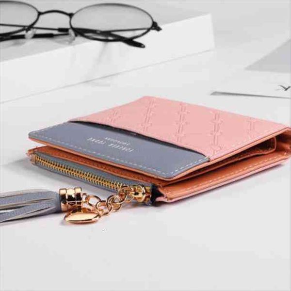 

1pc wallet women coin bag leather ladies simple bifold small handbag purse, Red;black