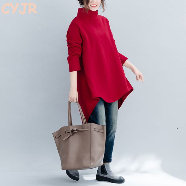 

cyjr plus woman's size warm winter hoodies cotton mesh sweaters thicken women's turtleneck loose 2021 clothes ne86, White;black